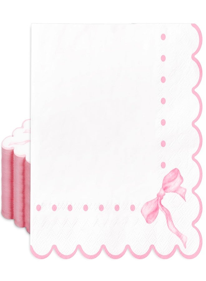 JarThenaAMCS مناديل ورقية مزينة بفيونكة وردية اللون من JarThenaAMCS، 100 قطعة، مثالية للغداء والعشاء، ومناسبة لحفلات أعياد الميلاد، وتزيين الطاولات. - Image 1